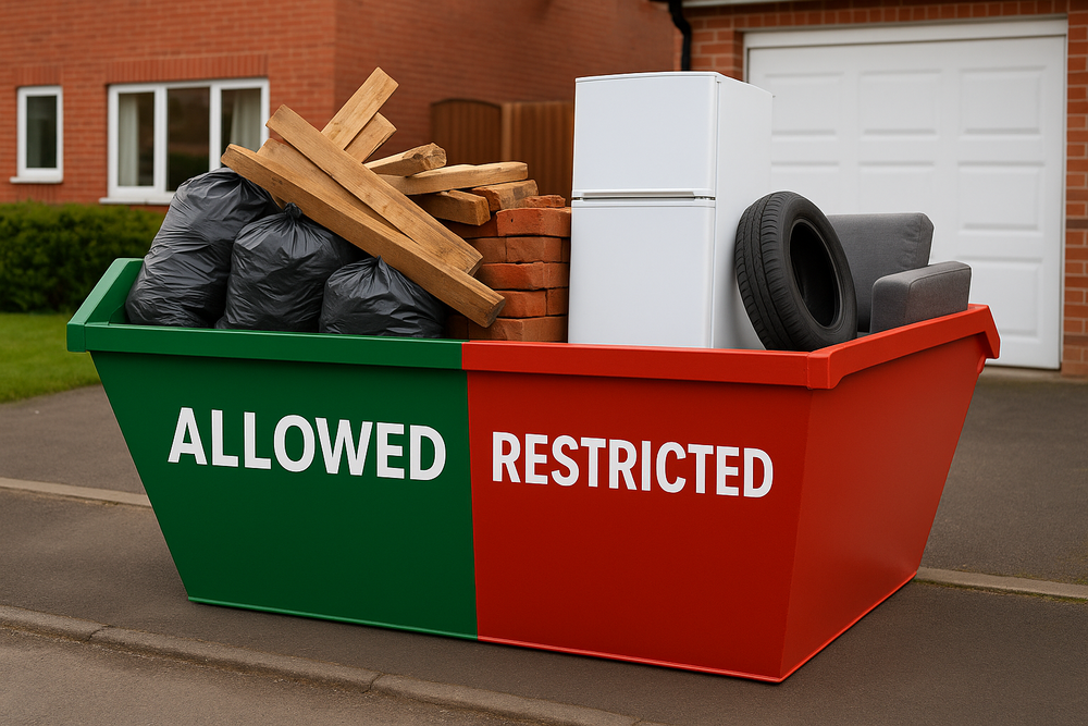 Accepted and banned skip waste items at a glance