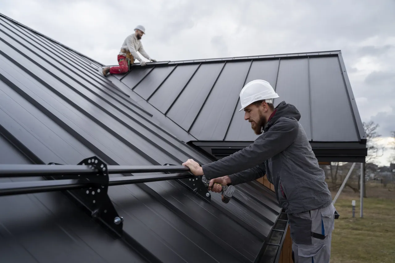 Roofers Working Roof Together